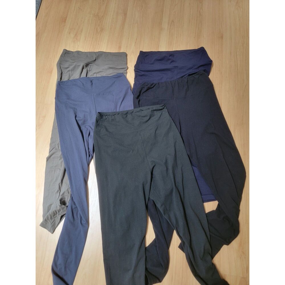 High Waisted Leggings Bundle 5 Pack One Size Black Gray Blue Navy Yoga Workout